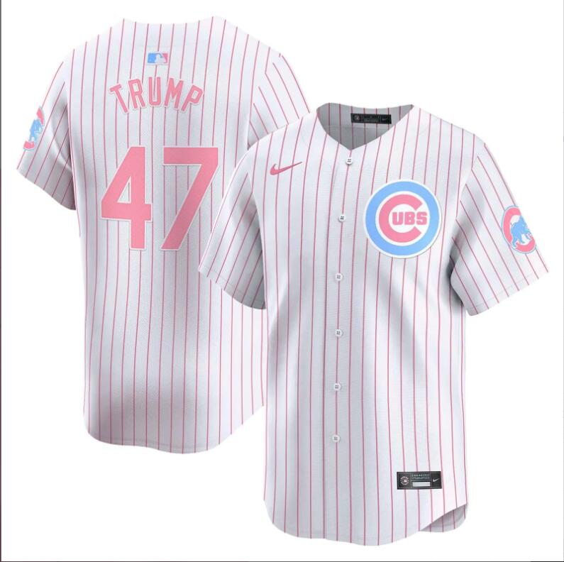 Men Chicago Cubs #24 Bellinger 47 Trump white with red strips 2024 Nike MLB jersey->indianapolis colts->NFL Jersey